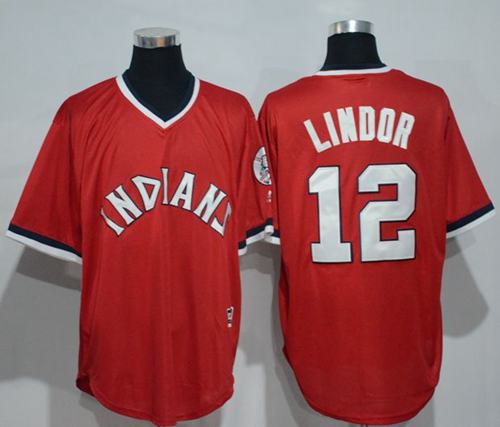 Indians #12 Francisco Lindor Red 1978 Turn Back The Clock Stitched MLB Jersey